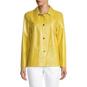 Lafayette 148 New York NWT Women's Yellow Wellesley Leather Jacket Size XL